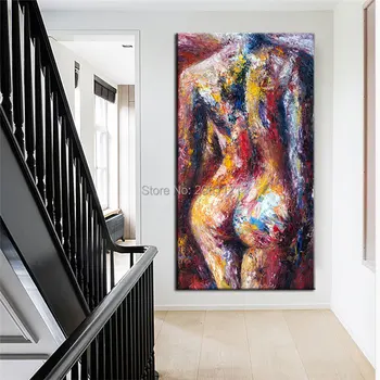 Rankų darbo šiuolaikinių pop meno tapybos nuogas aliejaus tapybai vertikalus koridoriaus dekoratyvinis paveikslas nuotrauką plika sienos meno dovana