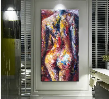 Rankų darbo šiuolaikinių pop meno tapybos nuogas aliejaus tapybai vertikalus koridoriaus dekoratyvinis paveikslas nuotrauką plika sienos meno dovana