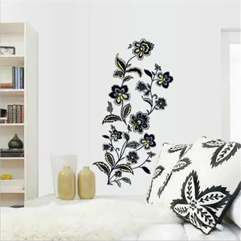 Juoda gėlė siena lipdukas kambarį miegamojo sienos apdaila dailės freskos namų dekoro priedai