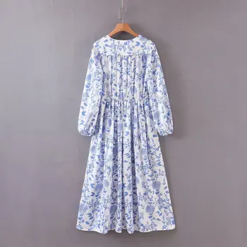 2020 nauja Pavasario Vasaros Europos Mėlynos ir Baltos spalvos Porceliano Atspausdintas Mėlynos zaraing moterų Suknelė vadiming sheining moteriška suknelė XDL2605