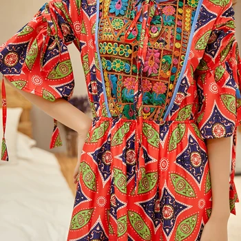 Vasarą Naujų Nepalas Retro Spausdinti Suknelė Tailando Etninių Vėjo Siuvinėta Suknelė Bohemijos Turizmo Pajūrio Atostogų Paplūdimio Suknelė