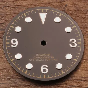 Žiūrėti dial 30.4 mm tinka NH35,36 Automatinis Judėjimo Juoda / Kava Laikrodis veido Rose Gold Ženklų mechaninis laikrodis ciferblatas