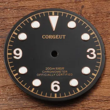 Žiūrėti dial 30.4 mm tinka NH35,36 Automatinis Judėjimo Juoda / Kava Laikrodis veido Rose Gold Ženklų mechaninis laikrodis ciferblatas