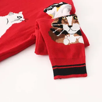 2020 m. pavasarį ir rudenį naujų žvaigždžių pats megztinis Raudona Katė animacinių filmų žakardo apvalios kaklo dugnu megztinis viršuje moterų B-155