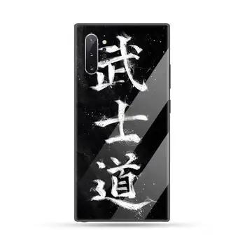 Japonų Bushido Samurajus Telefono dėklas Grūdintas stiklas Samsung S6 S7 krašto S8 S9 S10 e plius note8 9 10 pro