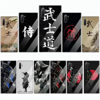 Japonų Bushido Samurajus Telefono dėklas Grūdintas stiklas Samsung S6 S7 krašto S8 S9 S10 e plius note8 9 10 pro