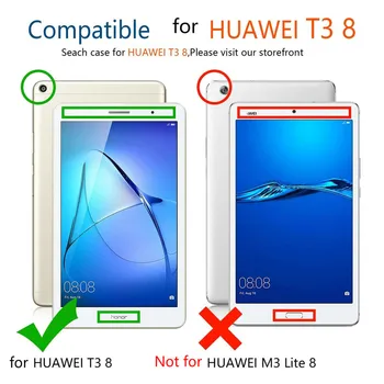 360 Laipsnių Besisukantis Smart Atveju, Huawei MediaPad T3 8.0 colių KOB-L09 KOB-W09 atveju PU Odos Apversti Stovėti Tablet Padengti Atveju