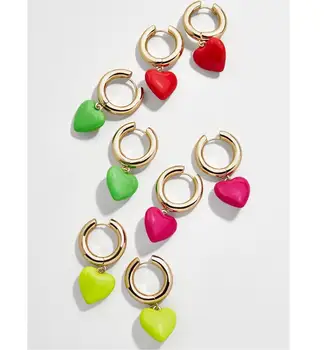 Saldainiai Neon Emalio Širdies žavesio tabaluoti lašas auskarai, Auksas šviesus, spalvinga mados moterų valentino dovana, papuošalai
