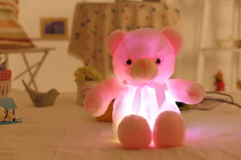 NAUJAS 50cm Kūrybos Šviesą LED Meškiukas Iškamšos Pliušinis Žaislas Spalvinga Žėrintis Meškiukas Kalėdų Dovana Vaikams