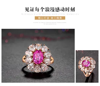 Prabanga rožinė kristalų AAA cirkonis deimantų brangakmenių žiedų moterų rose aukso spalvos papuošalai bijoux bague vestuves dovanos naujas