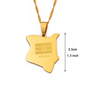 Anniyo Žemėlapis Kenija Pakabukas Kaklo papuošalai, Juvelyriniai Sidabro Spalvos ir Aukso Spalvų Afrikos Žemėlapis Papuošalai Kenijos Dovanų #002221
