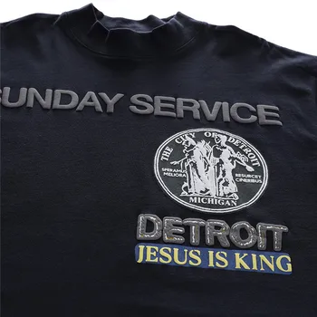 JĖZUS YRA KARALIUS Tee Detroito Miesto Logotipas Ženklelis Kanye West T-shirt sekmadienis Paslaugos, T-marškinėliai Vyrams, Moterims, Negabaritinių Viršūnės