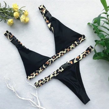 Seksualus, Moterų Bikini Rinkinys Leopardas e maudymosi kostiumėlį Push Up Liemenėlė Tvarstis Bandeau Naujas