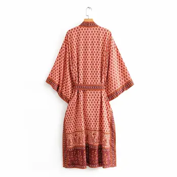 Vasaros suknelė 2020 m. derliaus plius dydžio Rožinės spalvos Anakardžių Kimono zaraing za moterų Moterų Skara Megztinis suknelė sheining vadiming Wdd60289