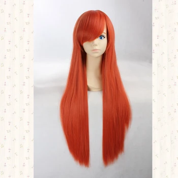 INOUE ORIHIME 80cm Oranžinė Raudona Ilgi Tiesūs Sintetinių Cosplay Plaukų Perukas Coser Šalies Plaukai + Nemokamas Perukas Bžūp