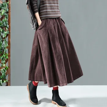 žiemos ilgi sijonai moterims ju spalva atkurti senovės būdų, kaip velvetas dvigubai ChaDou kelia-line sijonas mergina laisvalaikio moteris
