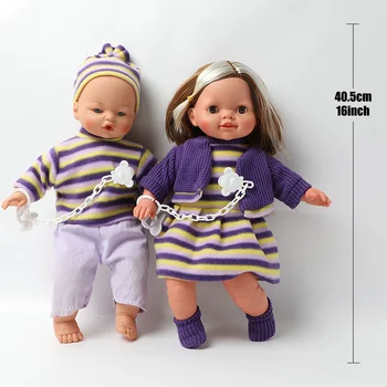 40.5 cm tikroviška atgimsta lėlės 16 colių Bebe Kūdikių Ilgi plaukai Silikono Modeliavimas garso Drabužius Žindukas grandinės nustatyti Žaislai vaikams
