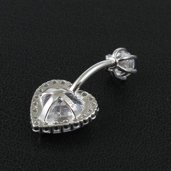 925 sterlingas sidabro pilvo žiedas širdies kubinis cirkonis bambos žiedas seksualus pilvo auskarų vėrimo papuošalai moterims