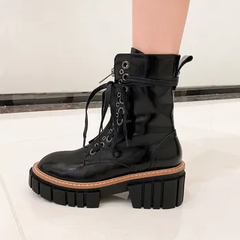 ASUMER 2020 aukščiausios kokybės natūralios odos batai moterims platformos batai nėrinių zip rudens-žiemos mados punk batai moteris