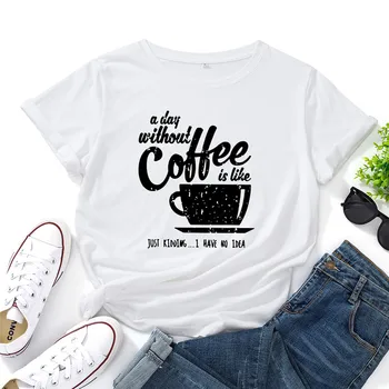 2020 Mados T-Shirt Laišką Kavos Puodelio Spausdinti Marškinėlius Plius Dydis Moterų Marškinėliai O Kaklo Trumpomis Rankovėmis Tees Medvilnės Vasaros Viršūnes