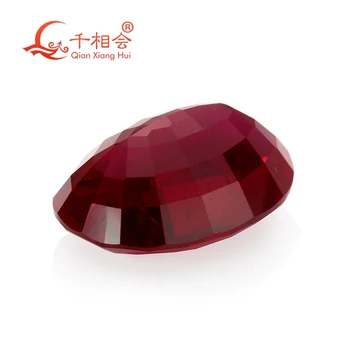 Tailandas sumažinti Dirbtinių balandžių kraujo raudona rubino ovalo formos korundas perlas akmuo su plyšių ir intarpų