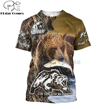 Vyrų, moterų 3D Atspausdintas t shirts lokių medžioklė t-shirt tees šortai rankovėmis Unisex Drabužiai hip-hop vasaros streetwear stiliaus-3
