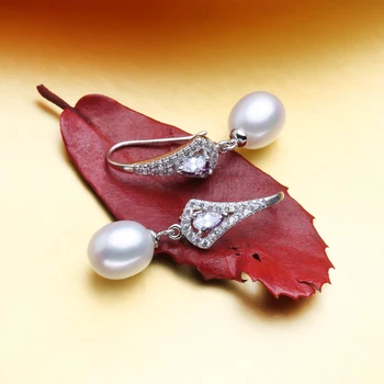 FENASY Perlų Papuošalai Natūralių Gėlavandenių Perlų Auskarai Moterims, 925 Sterlingas Sidabro Europos Stiliaus Tabaluoti Auskarai