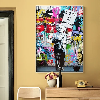 Šiuolaikinio Abstraktaus Pop Gatvės Grafiti Spaudinių Drobės Tapybos Banksy Sienos paveiksl Modulinės Plakatas ir Spausdina Kambarį