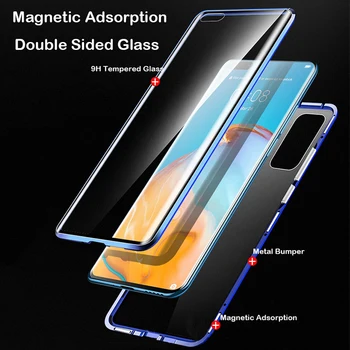 Dvipusis stiklo Magnetinės Adsorbcijos Samsung Galaxy A11 A21 A41 A51 A71 A81 A91 Padengti Telefono dėklas Magnetas grūdintas stiklas