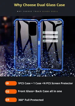 Dvipusis stiklo Magnetinės Adsorbcijos Samsung Galaxy A11 A21 A41 A51 A71 A81 A91 Padengti Telefono dėklas Magnetas grūdintas stiklas