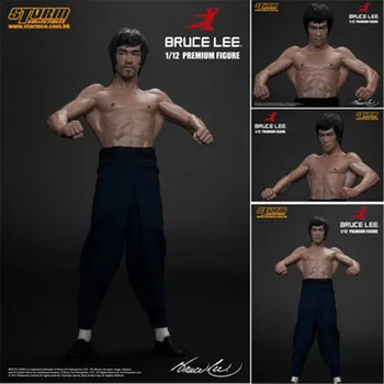 Naujas 20CM Bruce Lee Gpgb Raumenų Pav viso Kūno Nekilnojamojo Drabužius, Keičiamos Galvos Dvigubas Galvos Veiksmų PVC Kolekcines Modelis Žaislas