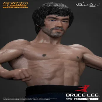 Naujas 20CM Bruce Lee Gpgb Raumenų Pav viso Kūno Nekilnojamojo Drabužius, Keičiamos Galvos Dvigubas Galvos Veiksmų PVC Kolekcines Modelis Žaislas