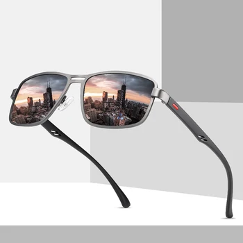Akiniai nuo saulės Vyrams Poliarizuota vairavimo tamsiai mados saulės akiniai vyrų psichikos kadro stačiakampyje, klasikinis retro vyrai akinius zonnebril heren
