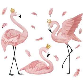 Flamingo Karalienė Sienų Lipdukai Gyvenimo kambario, Miegamasis, Vaikų kambarys Darželio Sienų Dekoras Meno Freskomis Baseboard Vinilo Lipdukai