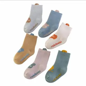3Pairs/daug Rudens ir žiemos trimatis super storas vaikų kojinės kūdikių, vaikų, kūdikių rankšluosčių, kojinių animacinių filmų terry kojinių