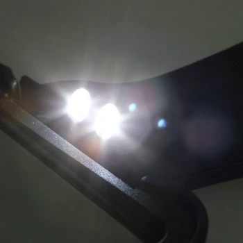 GTBL Nešiojamų 2-LED Stačiakampio formos Įstrižai-rankena didinamasis stiklas Didinamojo Stiklo Objektyvas Spalva Juoda