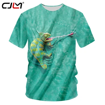 CJLM Cool T-shirt Mados Vyrų 3d Marškinėlius Spausdinti Juokingas Chameleonas Atsitiktinis Trumpas Rankovės Vasaros Viršūnes Tee T Shirts Vyras Prekės Rūbai