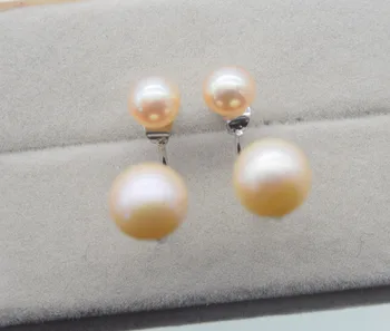 Gėlavandenių perlų balta/rožinė/violetinė/sidabrinė 6-10mm stud auskarai FPPJ didmeninė karoliukai pobūdis