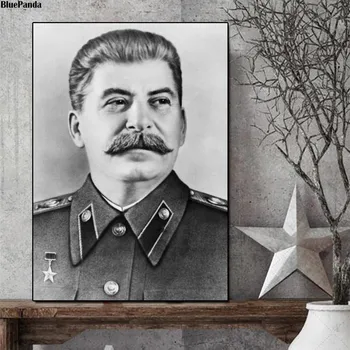 Stalino Portretas Drobės Plakato spauda Paveikslas, tapyba Minimalistinis Menas, Juoda Balta Sienos Nuotrauka Šiuolaikinių Namų Puošybai