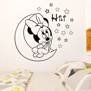 Disney Asmeninį Pavadinimas Minnie Mouse Kūdikių Sienos Lipdukas Vinilo Lipdukas Užsakymą Plakato sienų lipdukai vaikų kambario Mielas Nemokamas pristatymas
