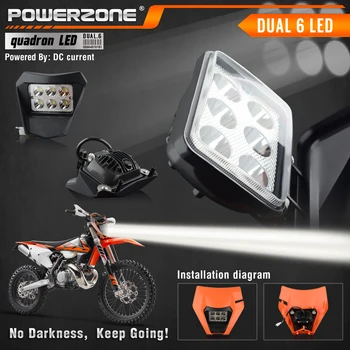 PowerZone Motociklo LED Šviesų Žibintai Žibintas Supermoto Lauktuvės Už KTM EXC SXF MX Purvo Bike, Enduro LED Žibintų
