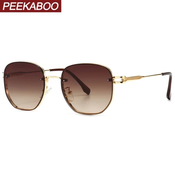 Peekaboo aukso aikštė akiniai nuo saulės moterims retro gradientas objektyvas ruda vyras saulės akiniai metalo vasaros stiliaus 2021 uv400 dovanos
