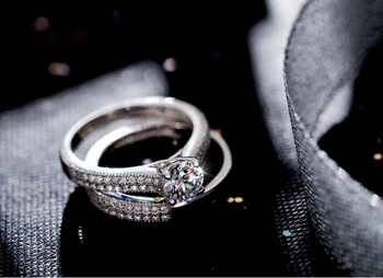 Vecalon 3 spalvų Porą metų Jubiliejų žiedas 5A Cirkonis Cz 925 sterlingas sidabro Dalyvavimas vestuvių Juostoje žiedai, moterų Nuotakos Papuošalai