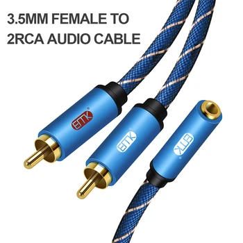 EMK 3.5 mm AUX Splitter 2RCA Kabelis Moterų ir Vyrų 3.5 RCA Stereo Audio Kabelis-prailgintojas už Telefoną, Tabletės MP3 Garsiakalbis 30cm
