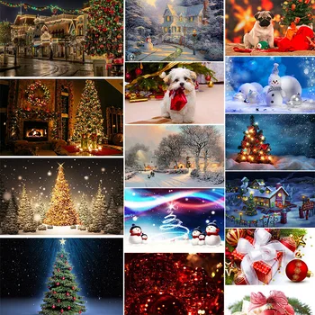 Kalėdų Santa Claus Medžio, Drobės Tapybos, Mozaikos Kalėdų Dovana, Sniego Šuo Plakatai ir Spausdina Sienos paveiksl, Vaikų Kambarys Namų Dekoro