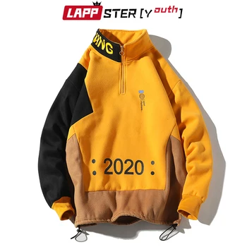 LAPPSTER Vyrų Kratinys Hoodies 2020 M. Rudens Žiemos (Puloveris Vyras Laiškas Spausdinti Hip-Hop Palaidinės Geltona korėjos Streetwear Hoodies