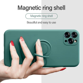 Ultra-plonas Silikono Magnetinis Laikiklis Telefono dėklas skirtas IPhone 11 Pro XS Max XR XS X 8 7 6s 6 Plius Stendas Piršto Žiedo Laikiklio Dangtelį