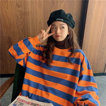 2020 Mados Harajuku Žiemos Hoodie Moterų Prarasti Korėjos Stiliaus Palaidinukė Rudenį Streetwear Juostele Hoodies Puloveriai Didelis Drabužių