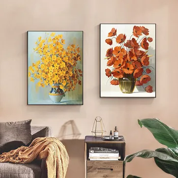 Abstraktus Gėlių Sienos Meno Tapybos Drobės Šiuolaikinės Vazoninių Augalų, Plakatų ir grafikos Sienos Nuotraukas Kambarį Namų Dekoro