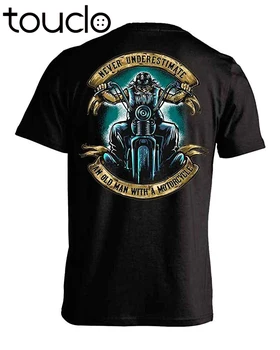 Naujas Atvykimo Vyrai T-shirt Kaukolė Niekada Neįvertina Vyras su Motociklu T-Shirt hip-hop street T-shirt